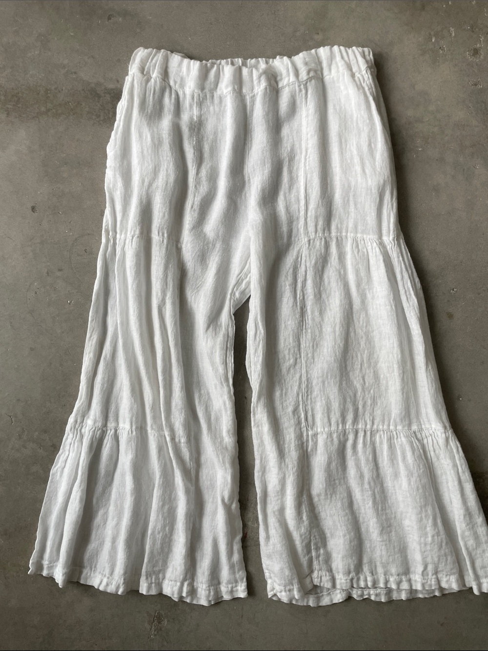 Girls White Tiered Wide-Leg Skirted Pants